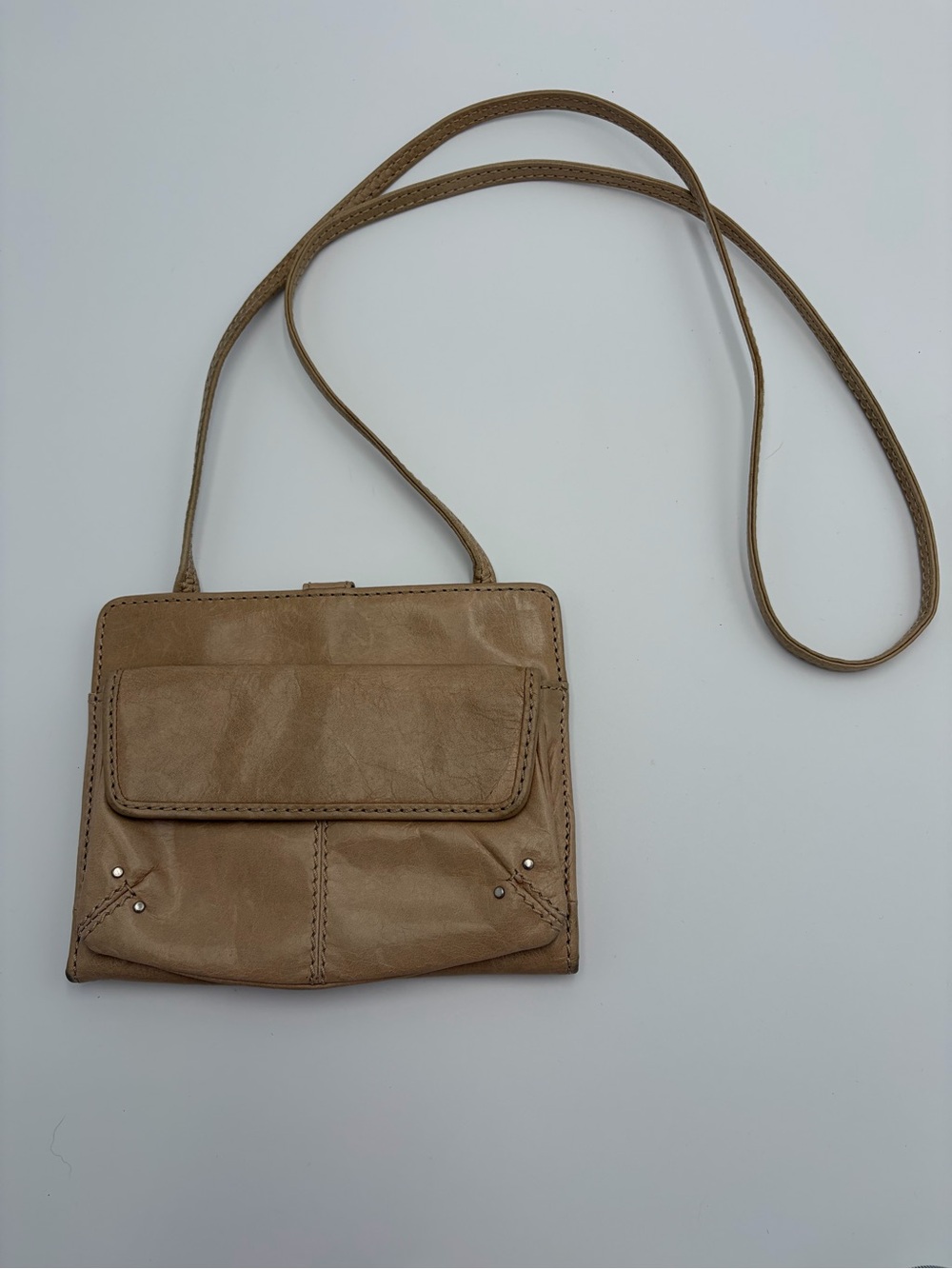 HOBO International Leather Wallet Crossbody Beige Organizer Bag